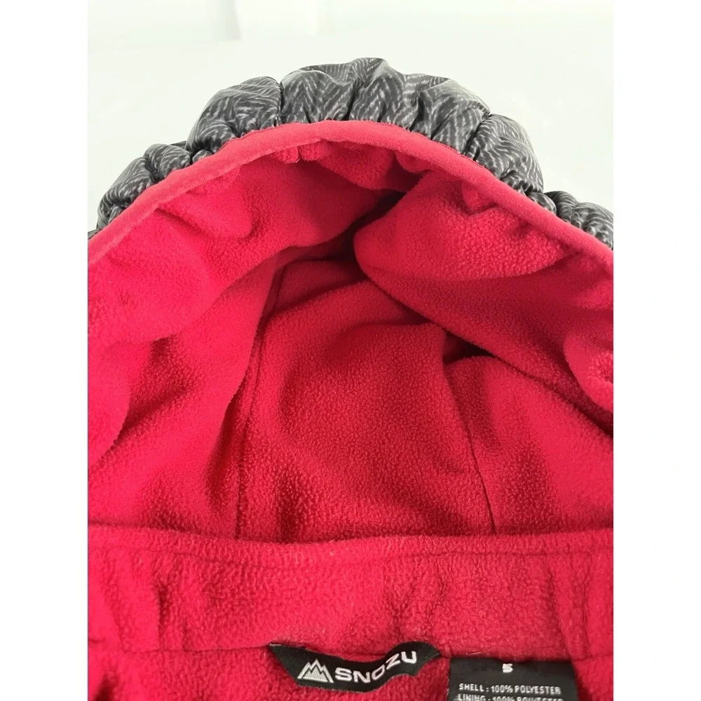Snozu Kids Youth Puffer‎ Jacket Size 5 Black Red Hooded Fleece Lined Coat